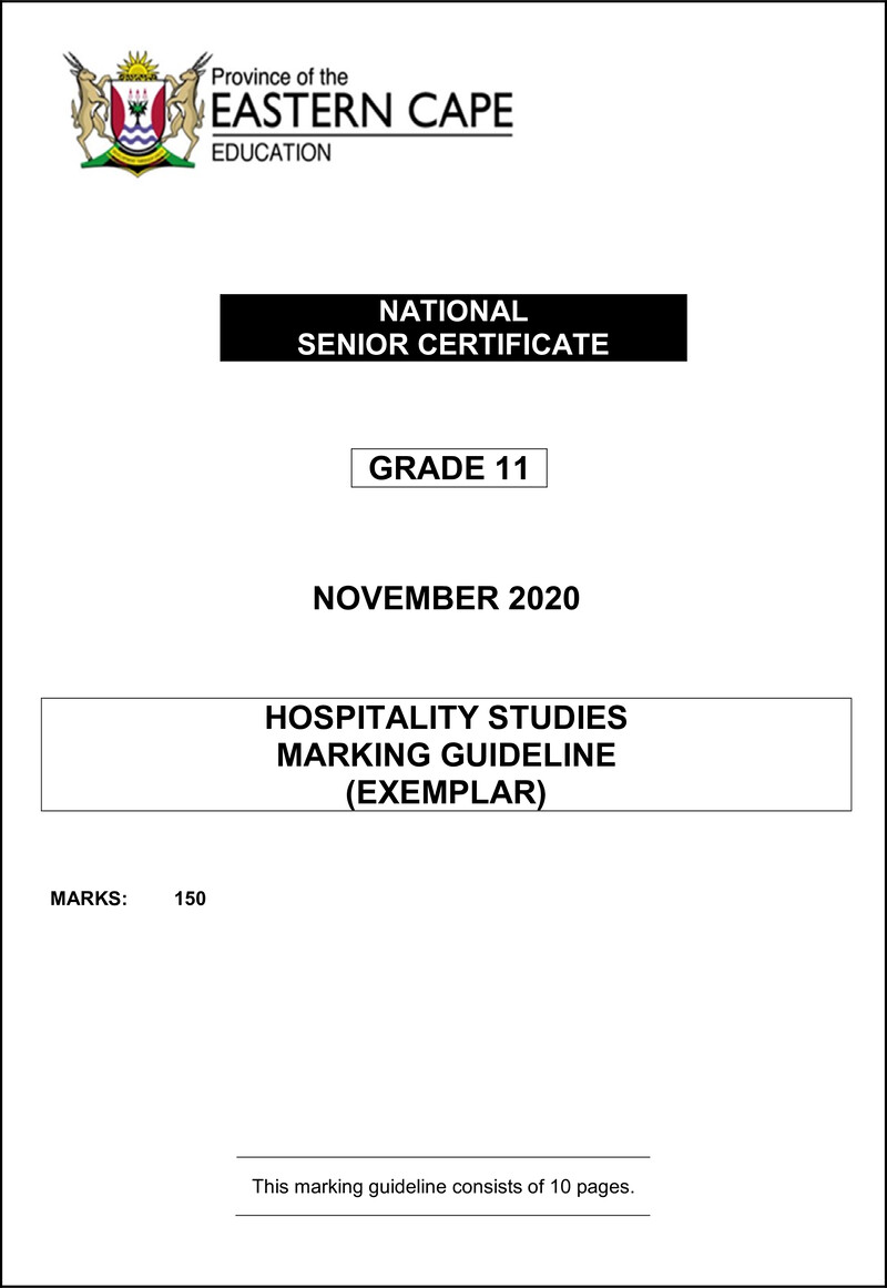 Hospitality Studies Memo Gr11 Nov2020 Eng