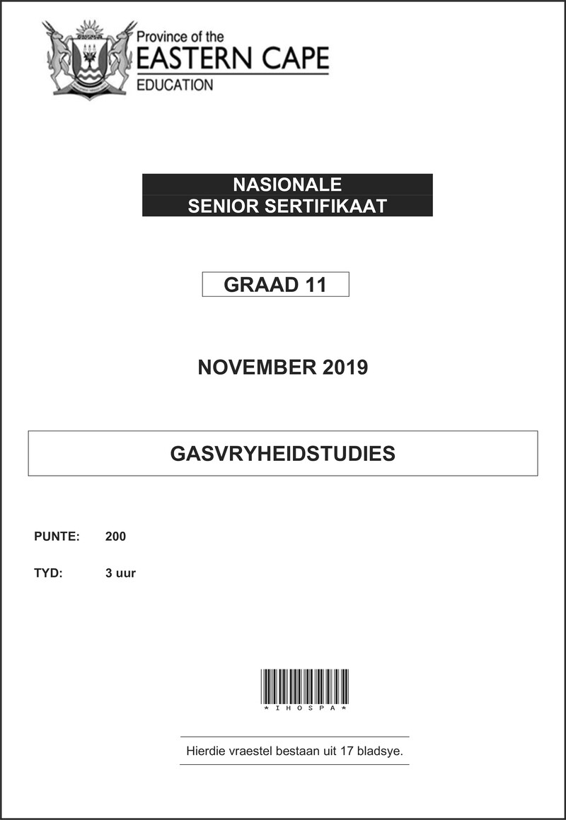 Grade 11 Gasvryheidstudies past paper 2019 – hospitality studies qp gr11 nov2019 afr d