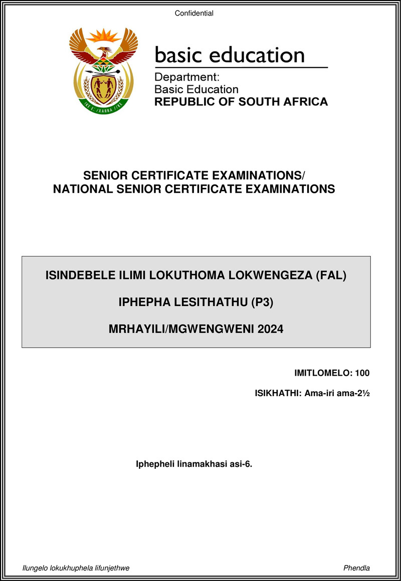 Isindebele Fal P3 May June 2024