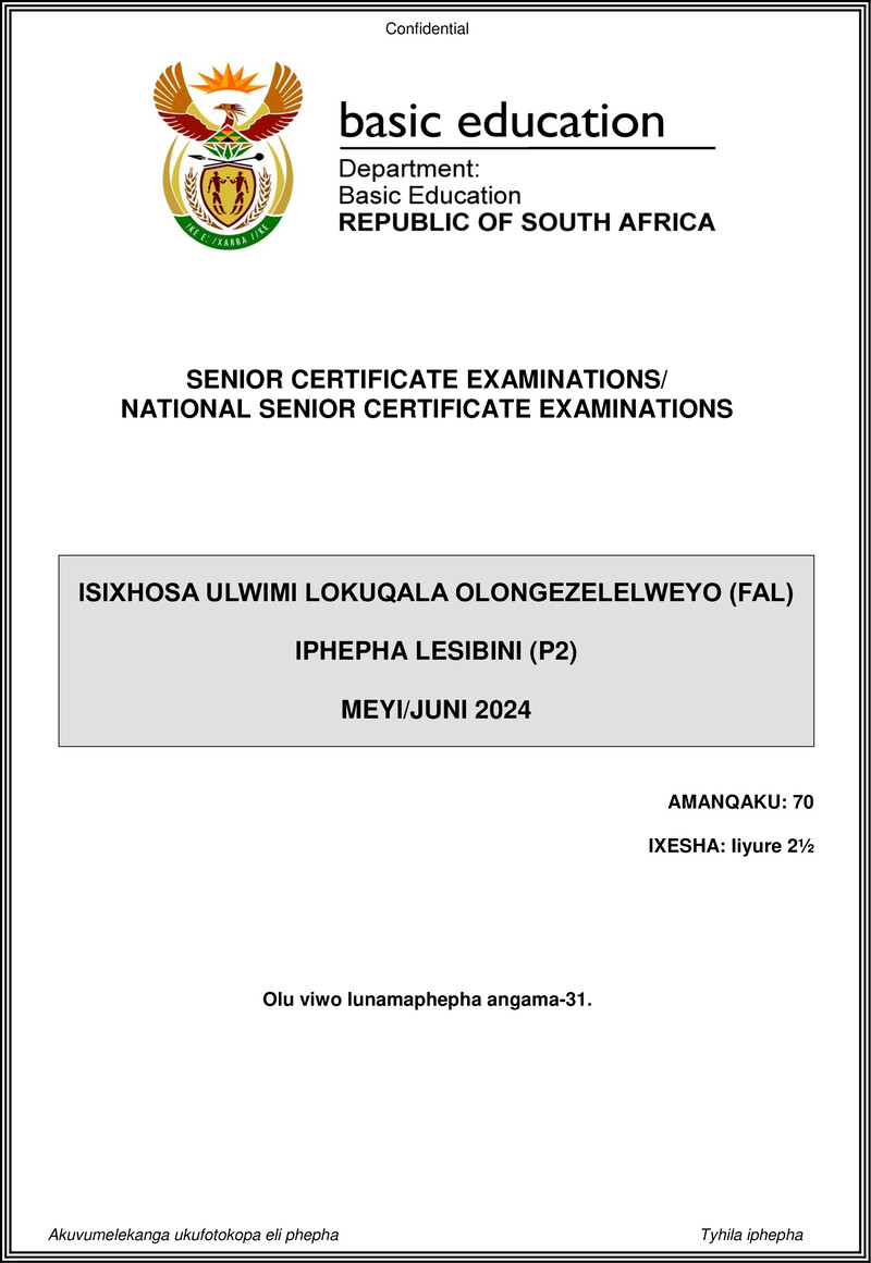 Isixhosa Fal P2 May June 2024