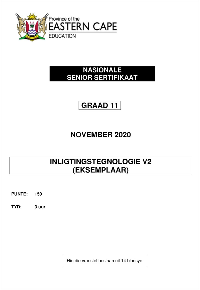 Grade 11 Inligtingstegnologie past paper 2020 – it p2 gr11 qp afr nov 2020