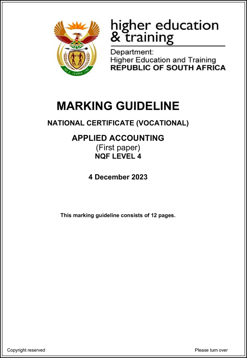 Nc190 Applied Accounting L4 P1 Memo Nov 2023 Signed Off