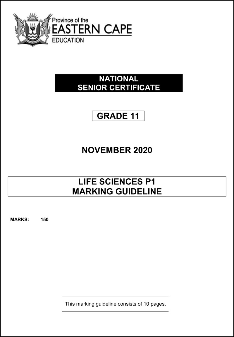 Life Sciences P1 Memo Gr11 Nov 2020 Eng D