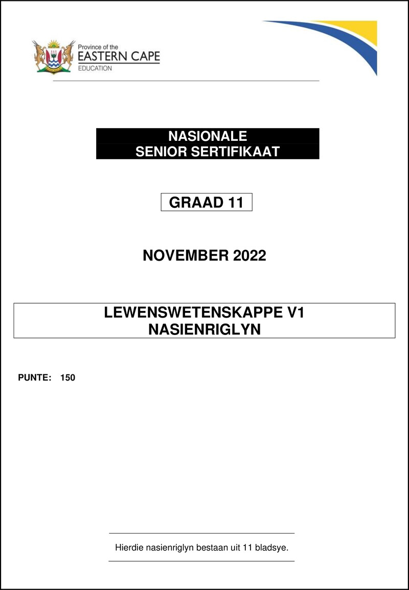 Life Sciences P1 Memo Gr11 Nov2022 Afr