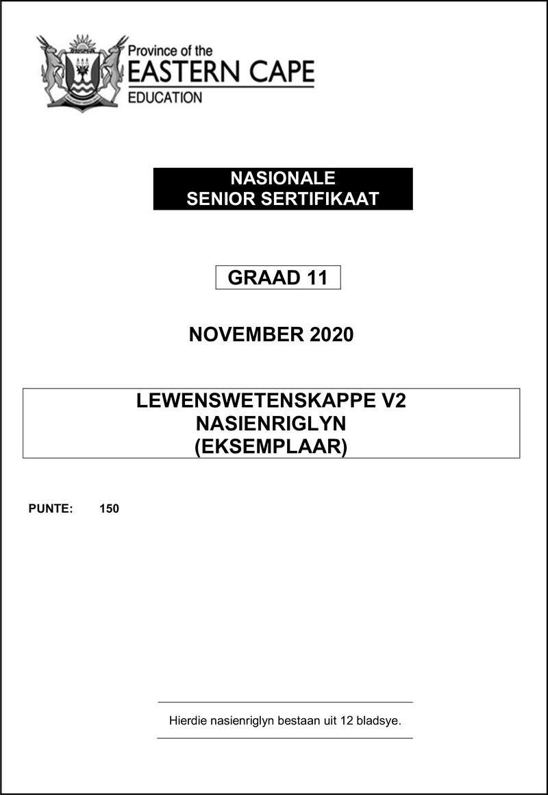 Grade 11 Life Sciences past paper 2020 – life sciences p2 memo gr11 nov2020 afr d