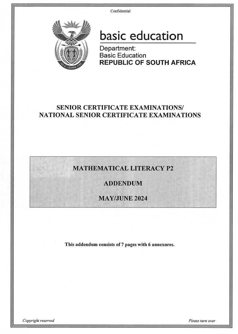 Mathematical Literacy P2 May June 2024 Addendum Eng