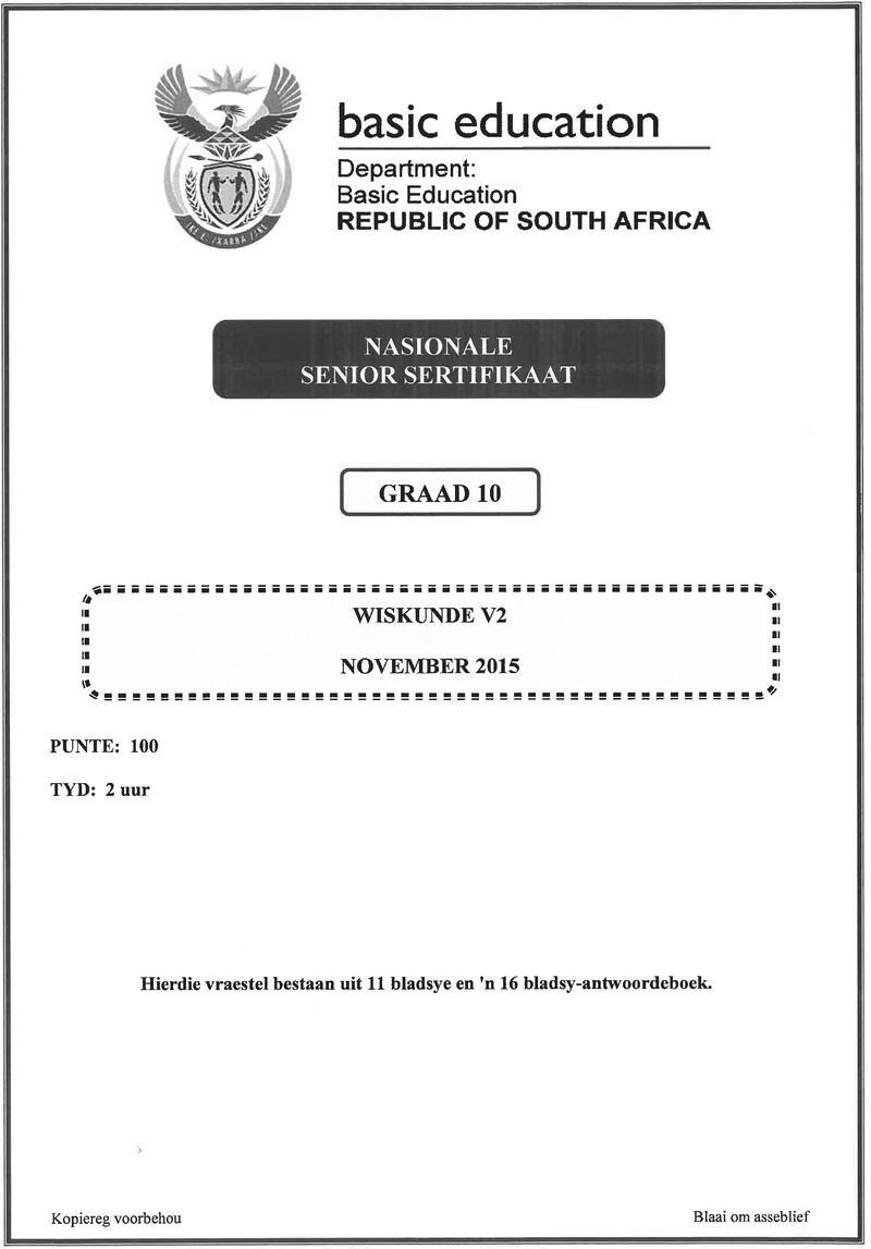 Mathematics P2 Grade 10 Nov 2015 Afr