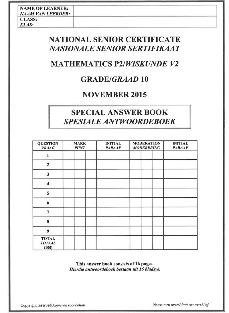 Mathematics P2 Grade 10 Nov 2015 Answer Book Afr Eng