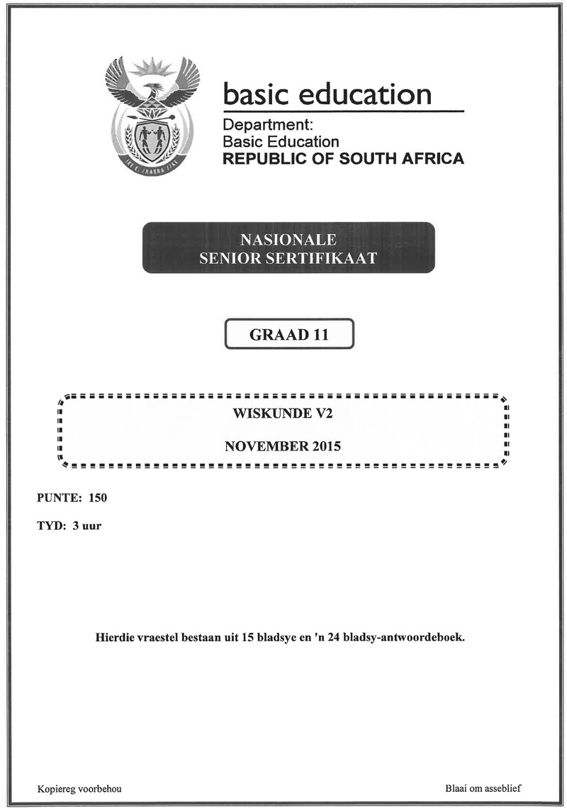 Mathematics P2 Grade 11 Nov 2015 Afr