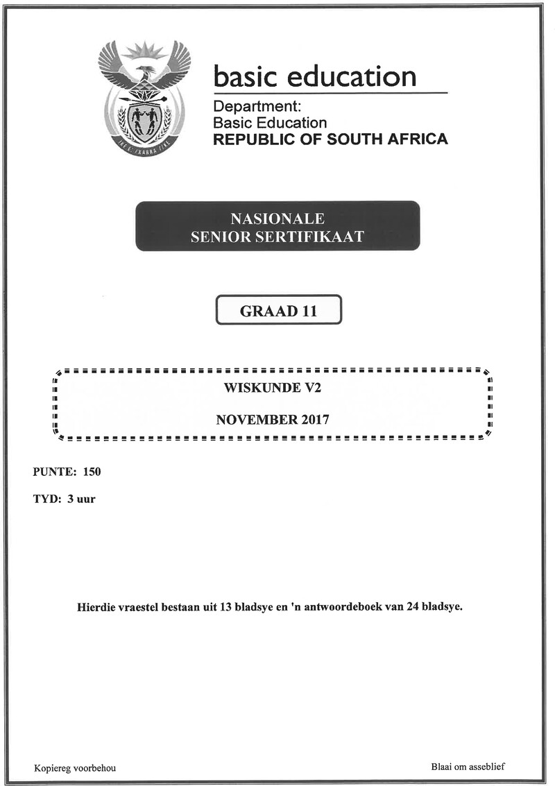 Mathematics P2 Grade 11 Nov 2017 Afr