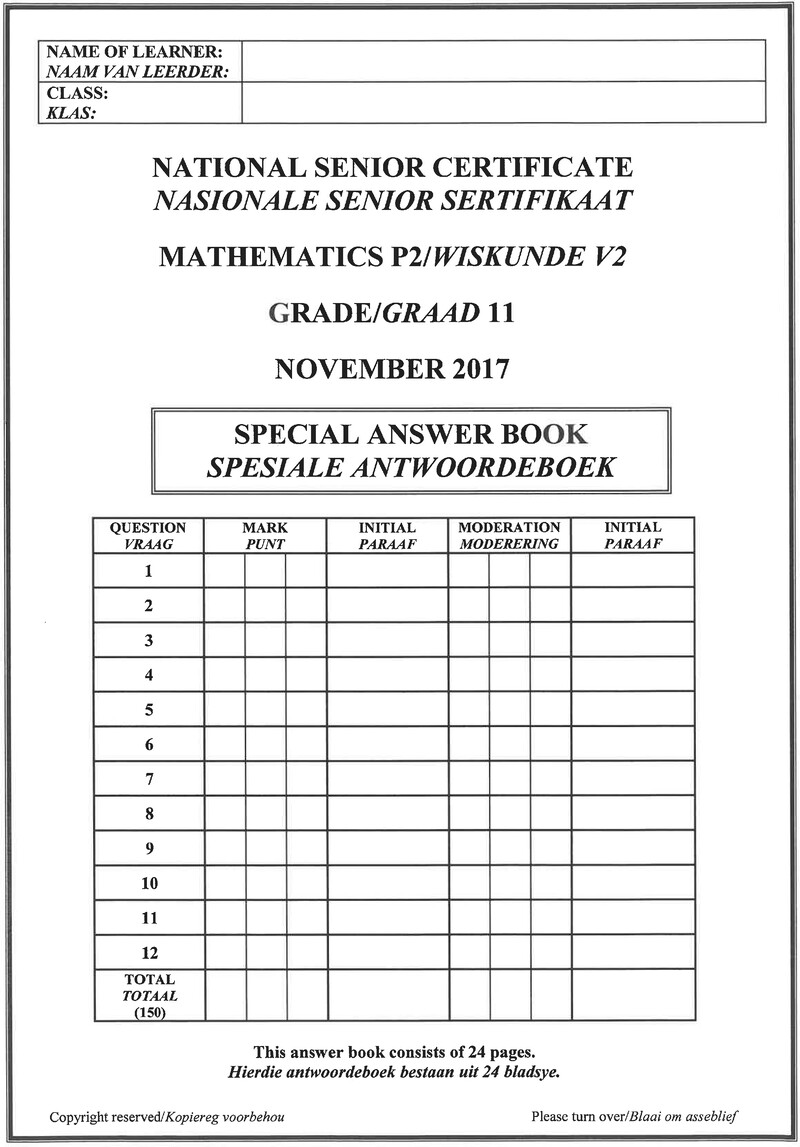 Mathematics P2 Grade 11 Nov 2017 Answer Book Afr Eng