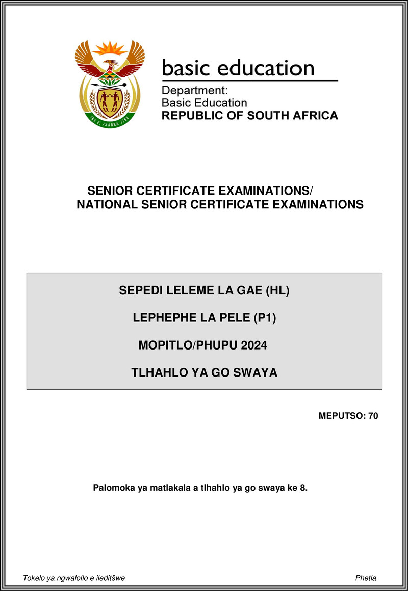 Sepedi Hl P1 May June 2024 Mg