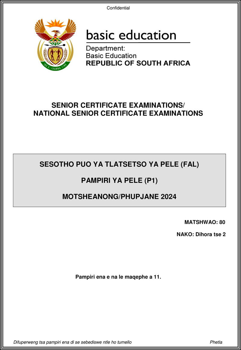 Sesotho Fal P1 May June 2024