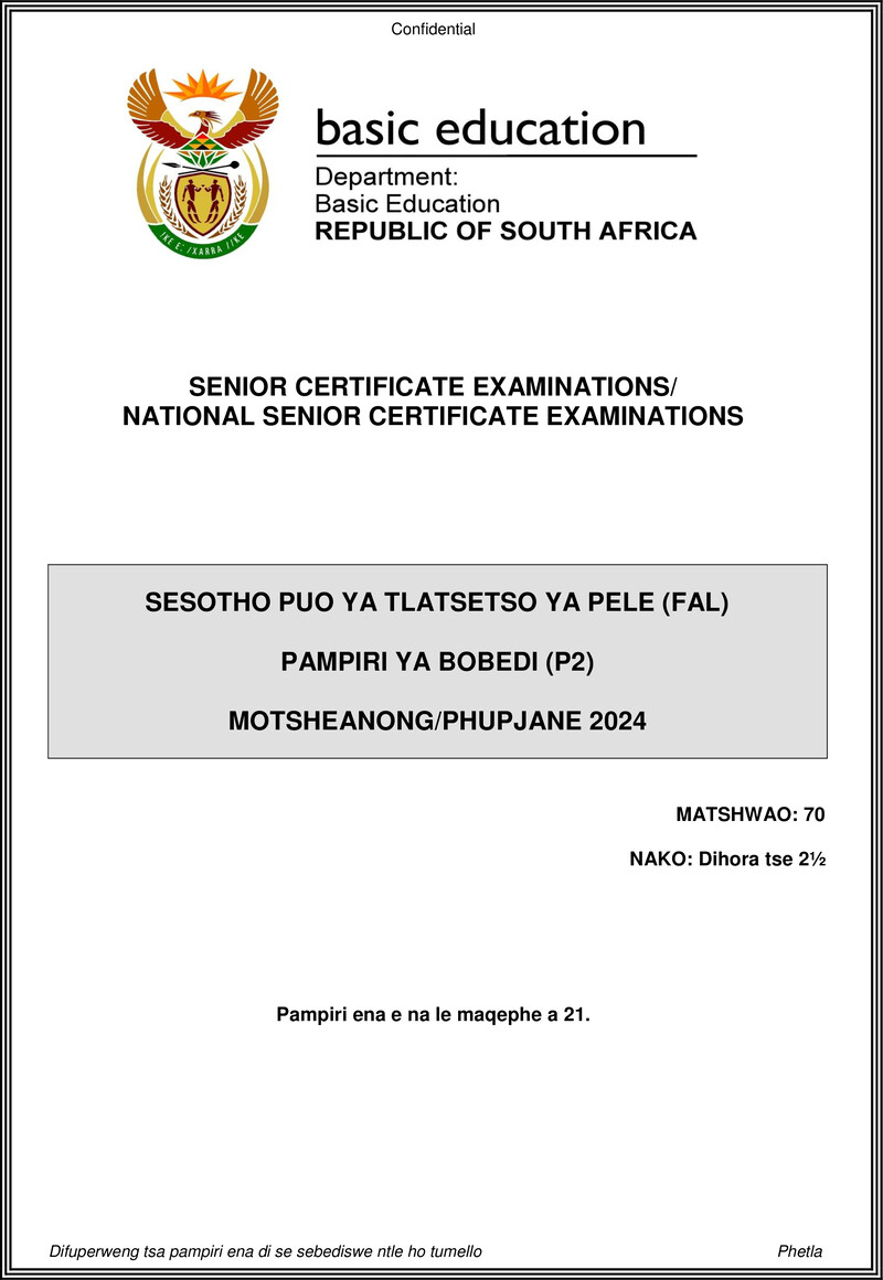 Sesotho Fal P2 May June 2024