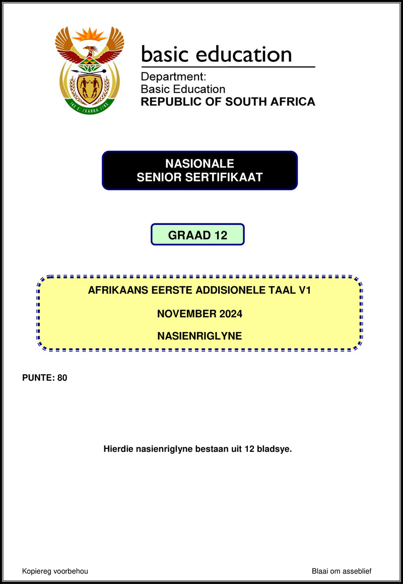 Afrikaans Fal P1 Nov 2024 Mg Gr12