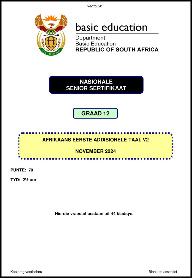 Afrikaans Fal P2 Nov 2024 Gr12