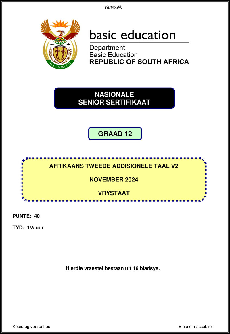 Afrikaans Sal P2 Nov 2024 Free State Gr12