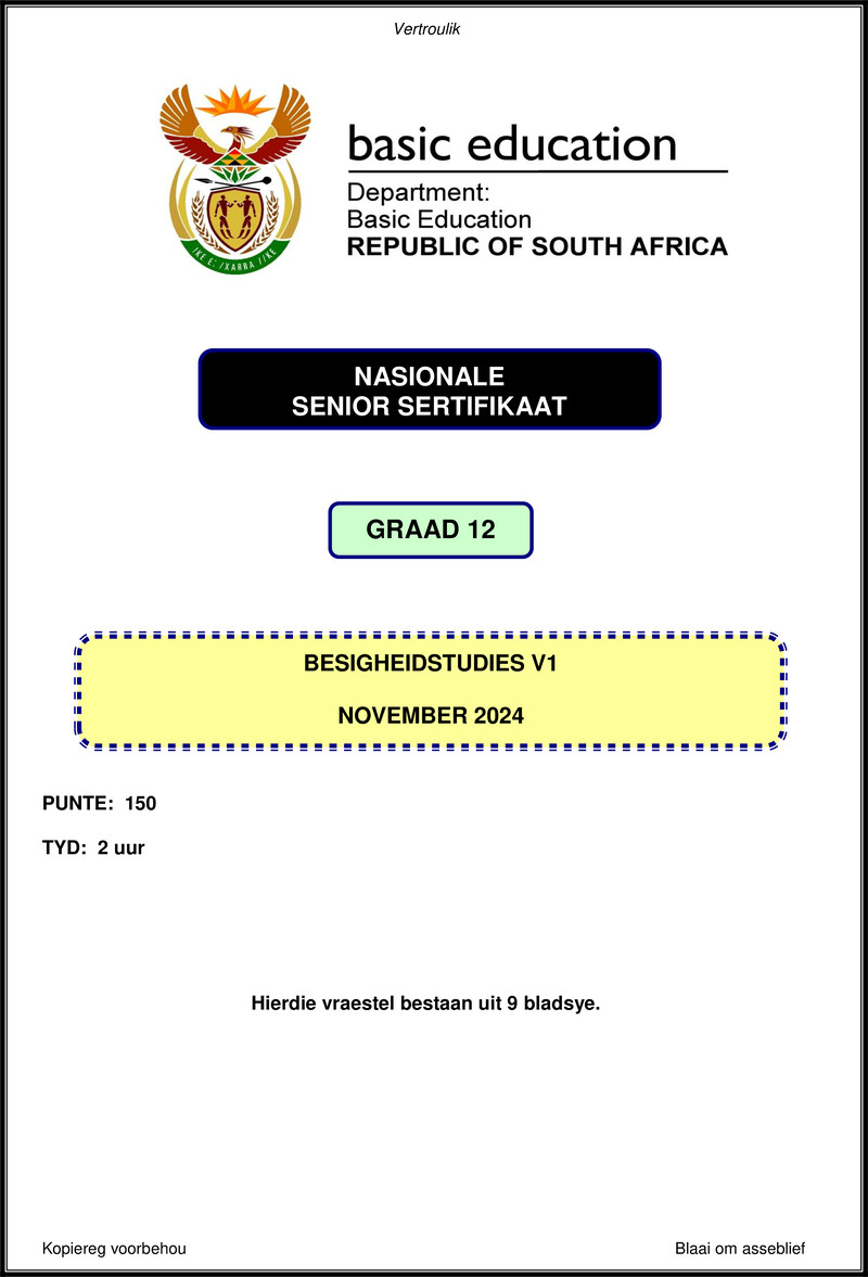 Grade 12 Business Studies past paper 2024 – business studies p1 nov 2024 afr gr12
