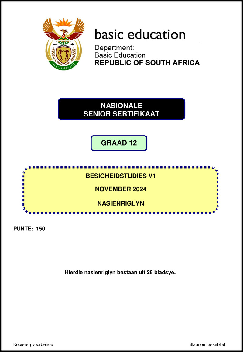 Grade 12 Business Studies past paper 2024 – business studies p1 nov 2024 mg afr gr12