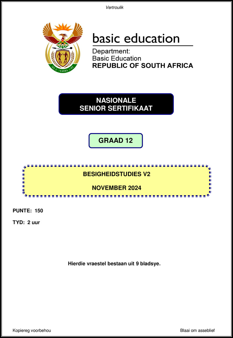Grade 12 Business Studies past paper 2024 – business studies p2 nov 2024 afr gr12