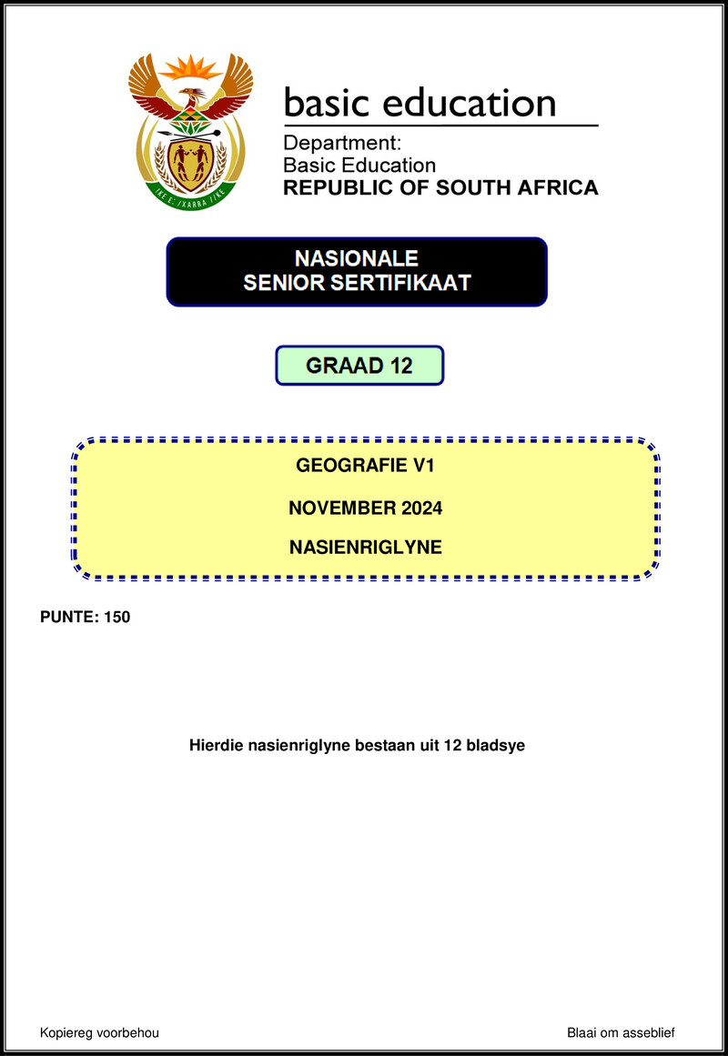 Grade 12 Geography past paper 2024 – geography p1 nov 2024 mg afr gr12