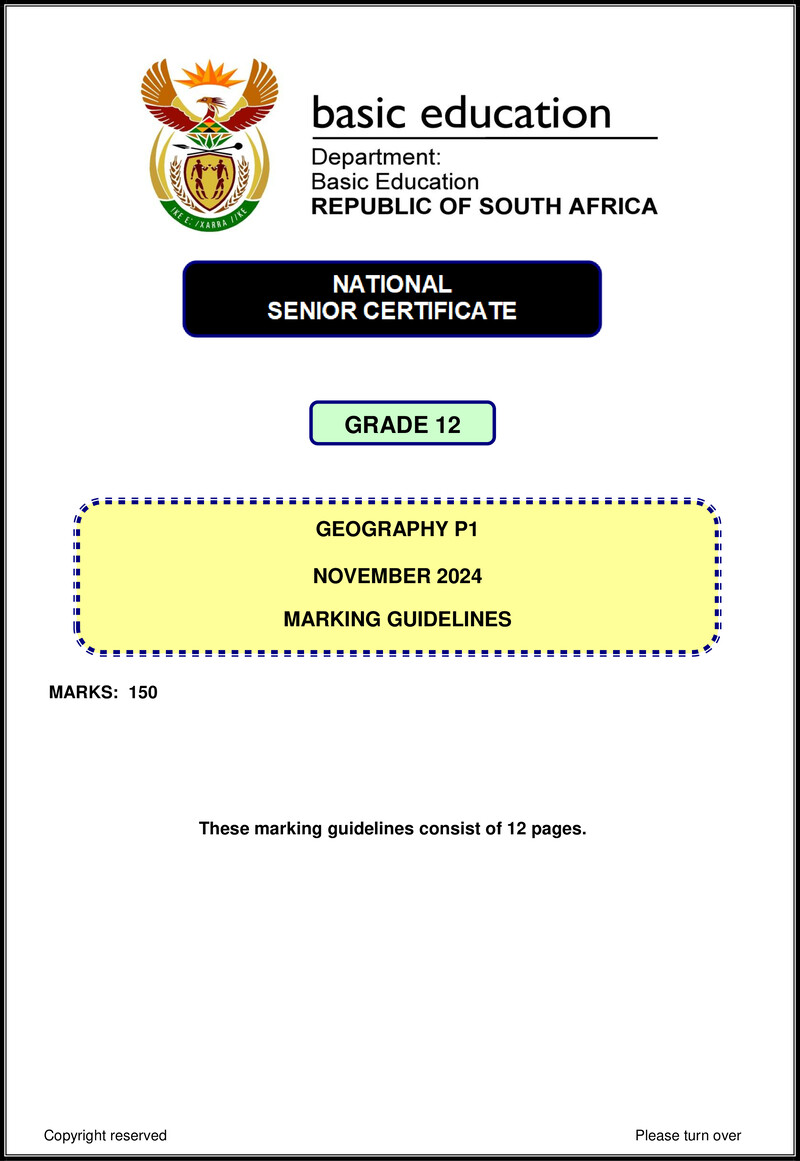 Grade 12 Geography past paper 2024 – geography p1 nov 2024 mg eng gr12