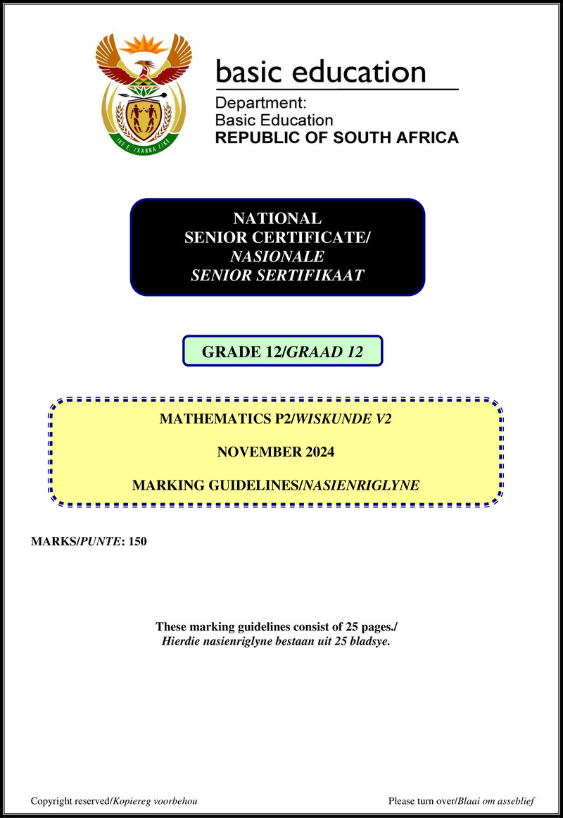 Grade 12 Mathematics past paper 2024 – mathematics p2 nov 2024 mg afr eng gr12