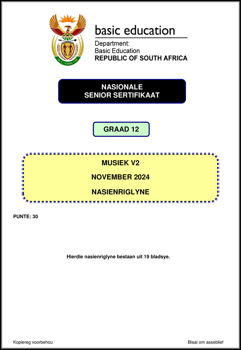 Grade 12 Music past paper 2024 – music p2 nov 2024 mg afr gr12