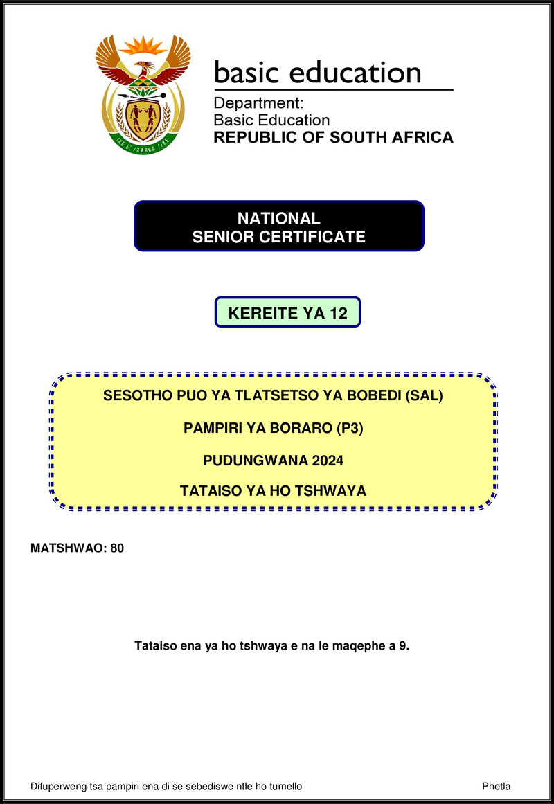 Sesotho Sal P3 Nov 2024 Mg Gr12