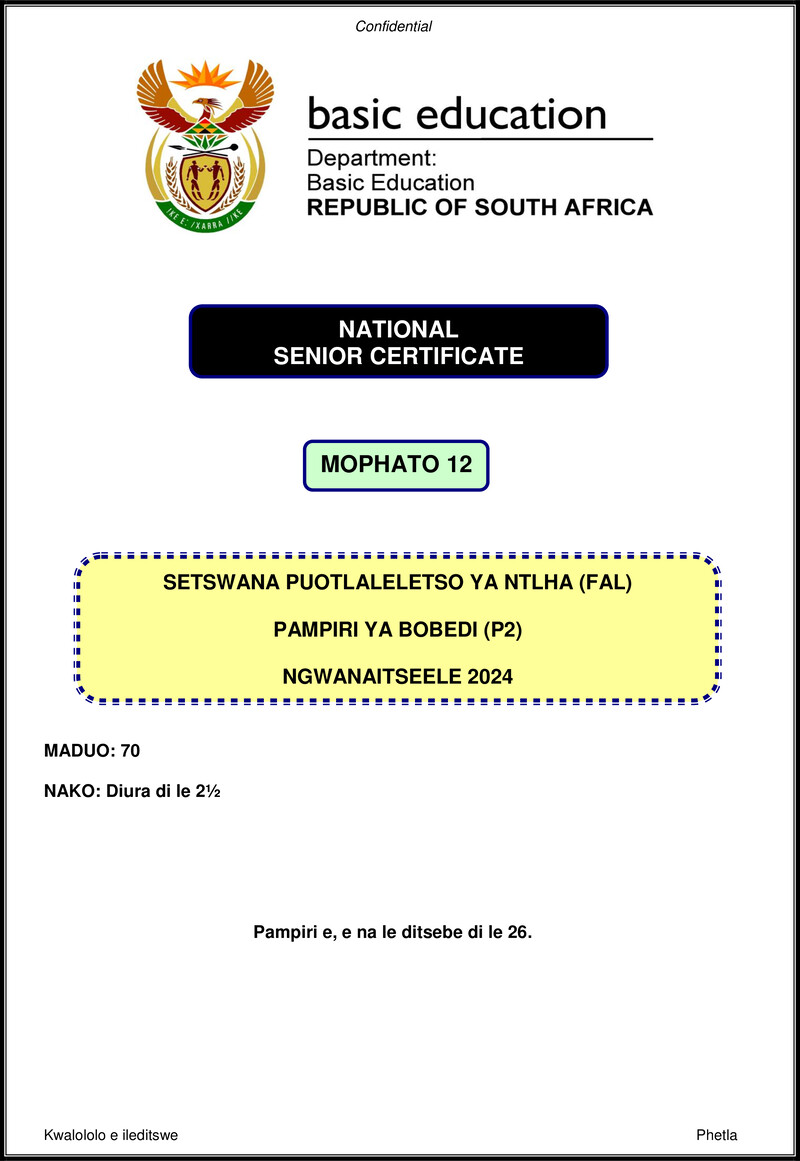 Setswana Fal P2 Nov 2024 Gr12