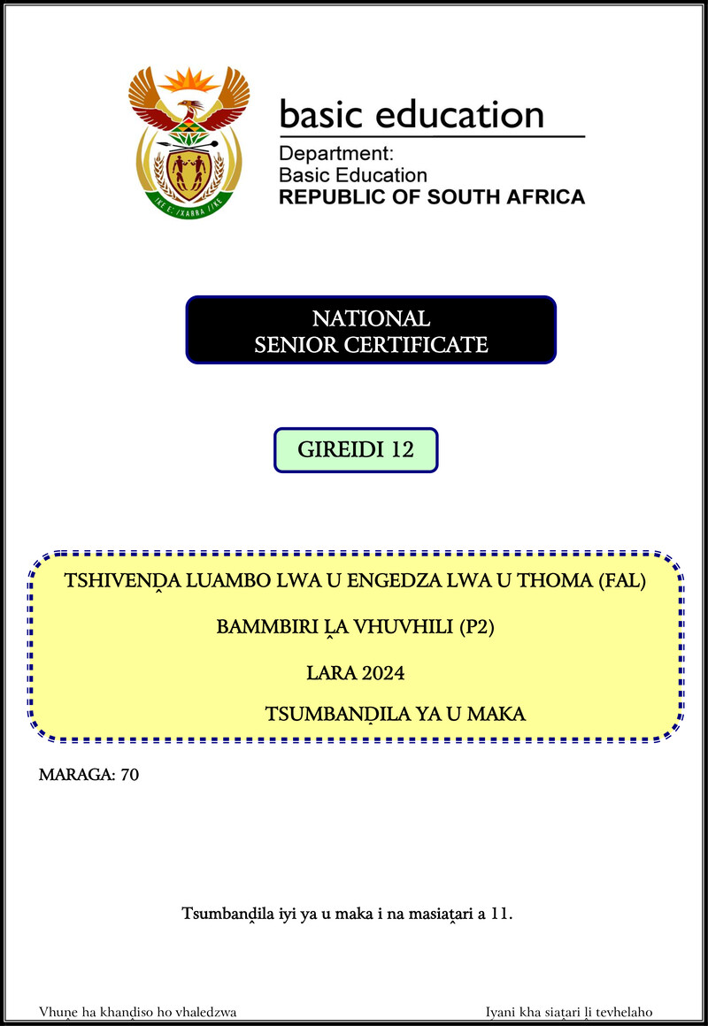 Tshivenda Fal P2 Nov 2024 Mg Gr12
