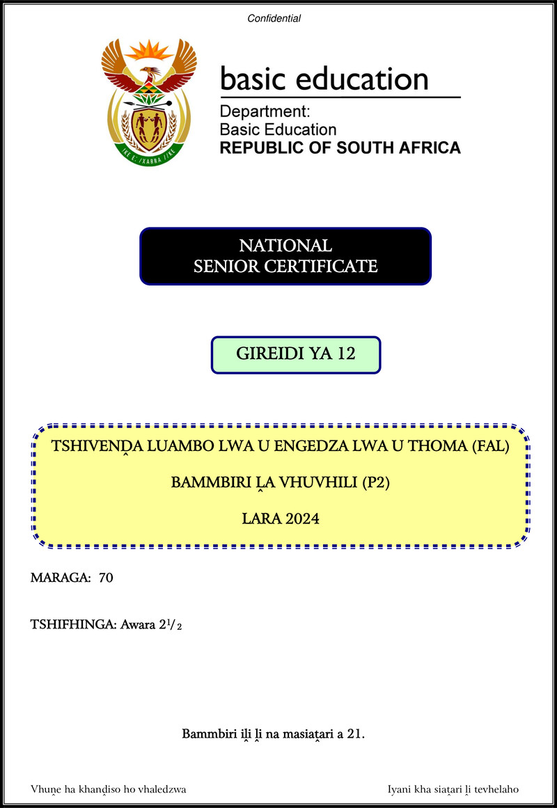 Tshivenda Fal P2 Nov 2024 Gr12