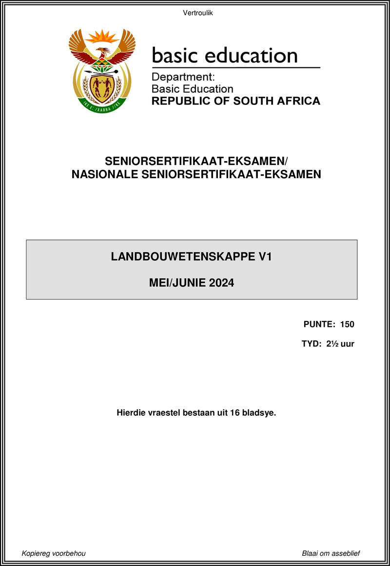 Grade 12 Agricultural Sciences past paper 2024 – agricultural sciences p1 may june 2024 afr gr12