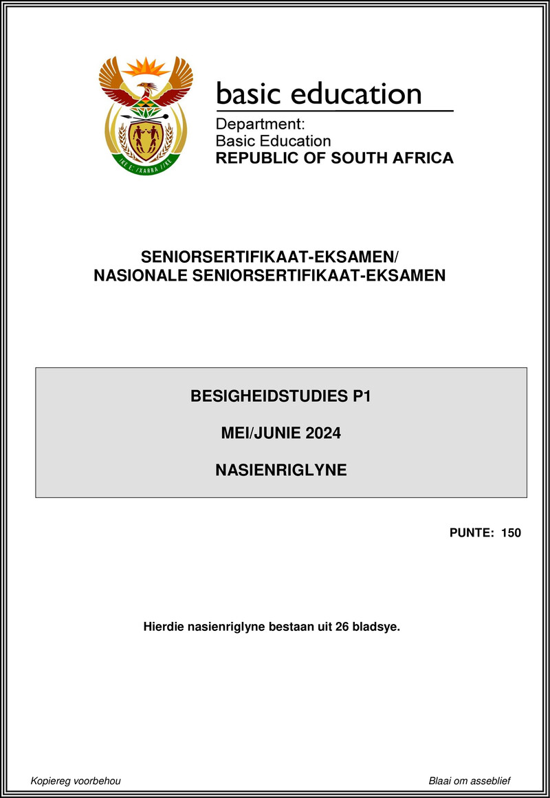 Grade 12 Business Studies past paper 2024 – business studies p1 may june 2024 mg afr gr12