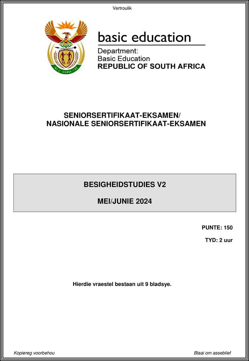 Grade 12 Business Studies past paper 2024 – business studies p2 may june 2024 afr gr12