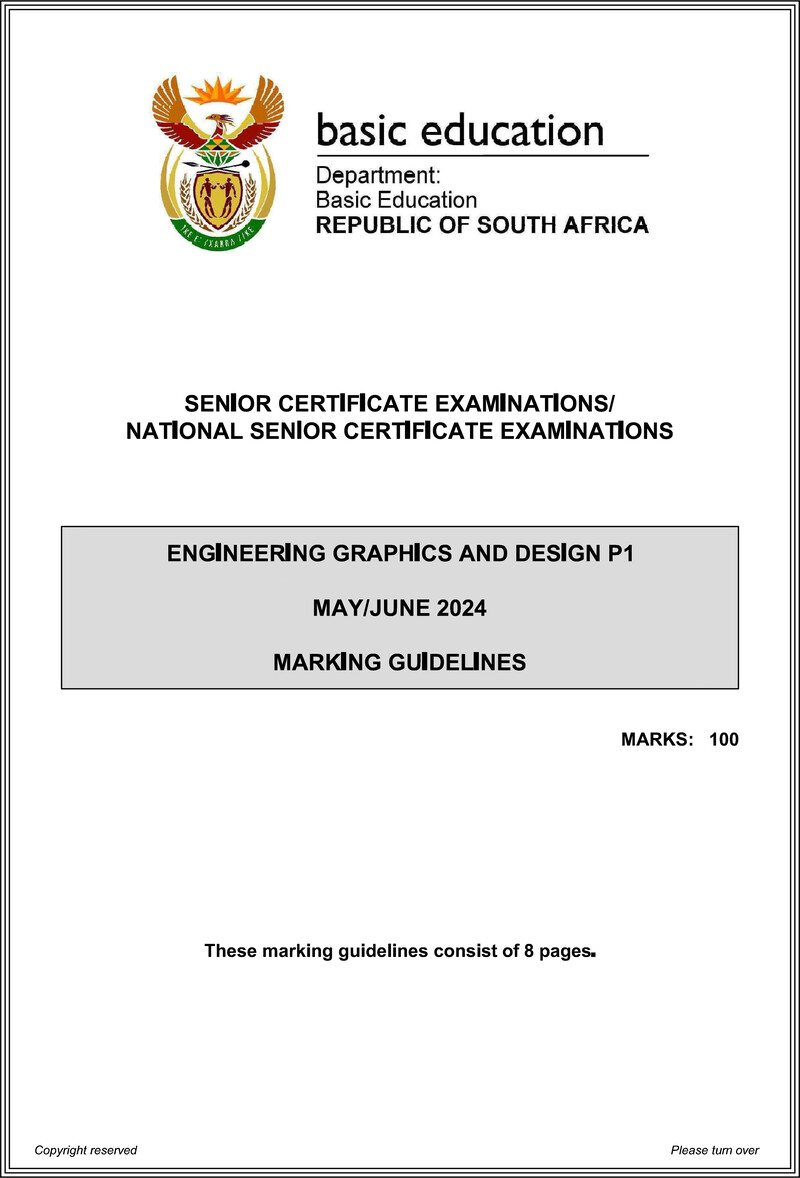 Grade 12 Design past paper 2024 – engineering graphics design p1 may june 2024 mg eng gr12