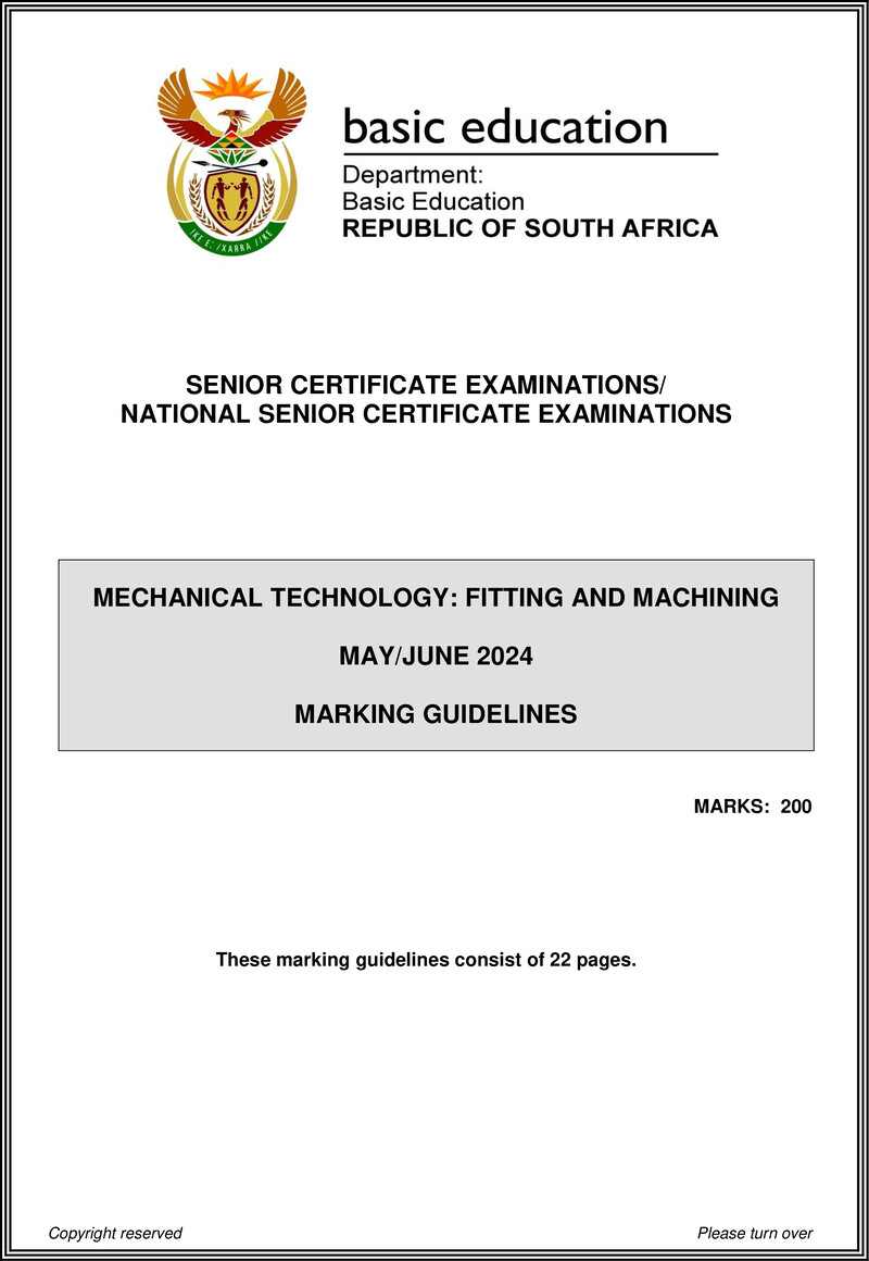 Mechanical Technology May June 2024 Fitting And Machining Mg Eng Gr12