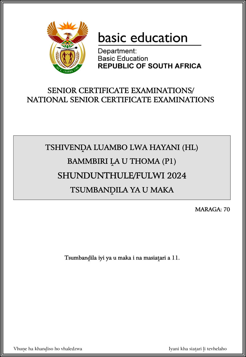 Tshivenda Hl P1 May June 2024 Mg Gr12