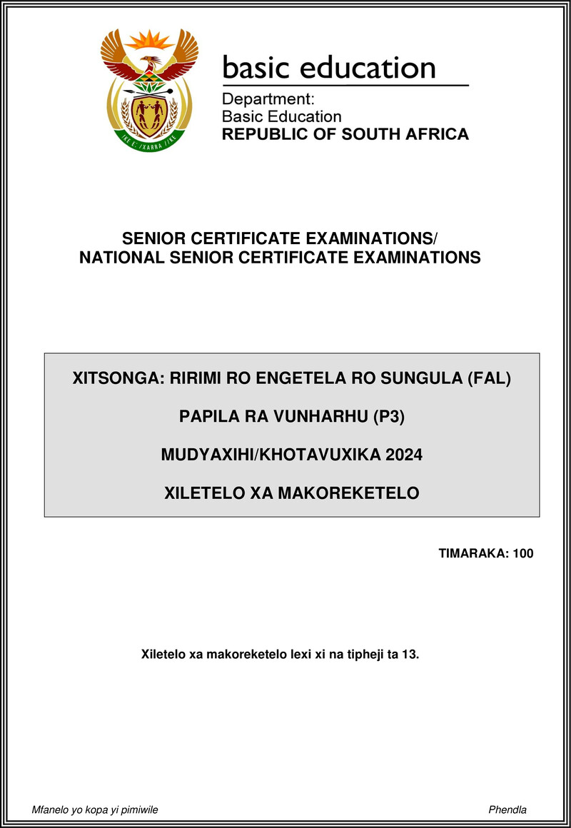 Xitsonga Fal P3 May June 2024 Mg Gr12