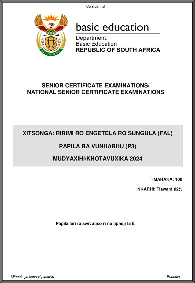 Xitsonga Fal P3 May June 2024 Gr12