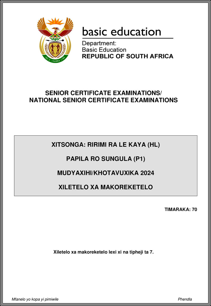 Xitsonga Hl P1 May June 2024 Mg Gr12
