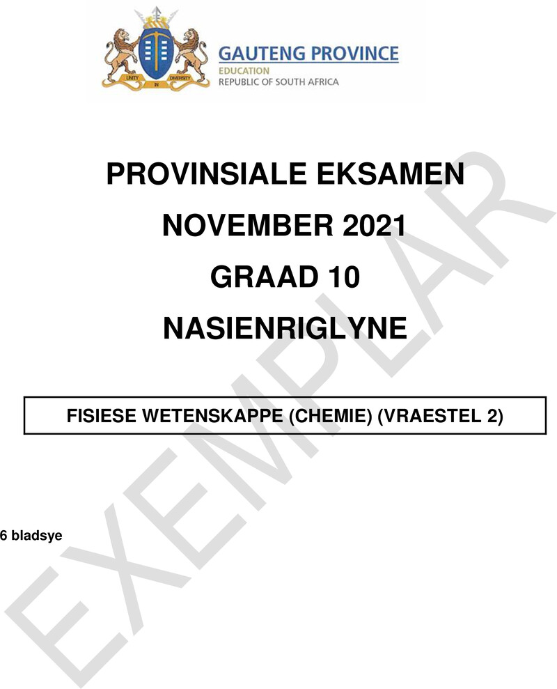 Grade 10 Physical Sciences past paper 2021 – grade 10 provincial exam physical sciences p2 afr november 2021 possible answers