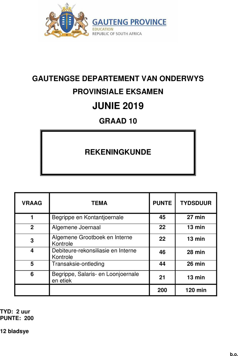 Grade 10 Accounting past paper 2019 – grade 10 provincial exam accounting afr june 2019 qp