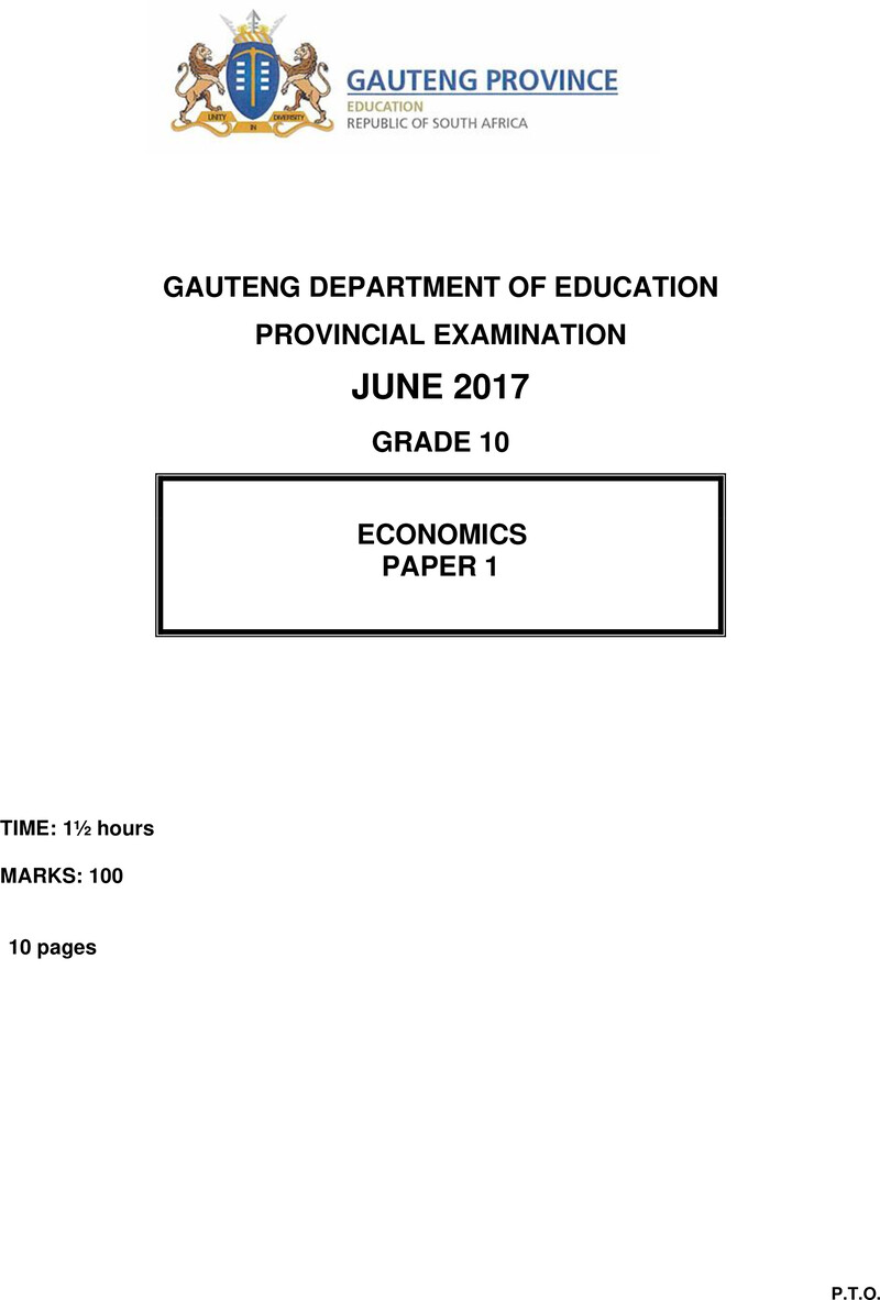 Grade 10 Economics past paper 2017 – grade 10 provincial exam economics p1 ng june 2017 qp