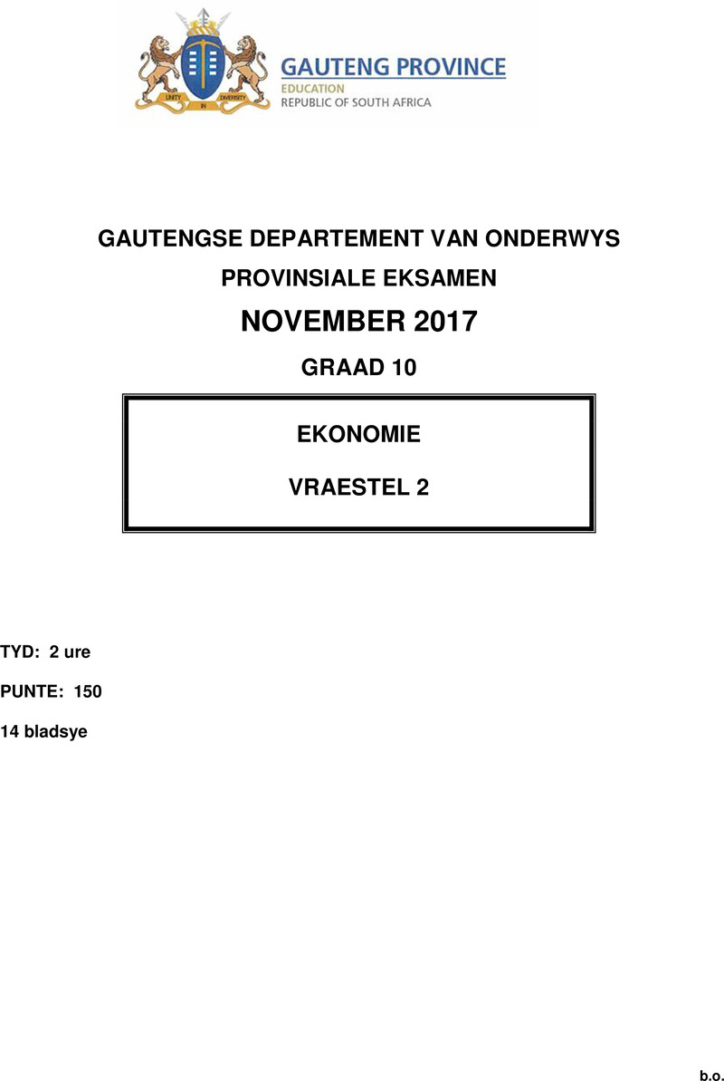 Grade 10 Economics past paper 2017 – grade 10 provincial exam economics p2 afr november 2017 qp