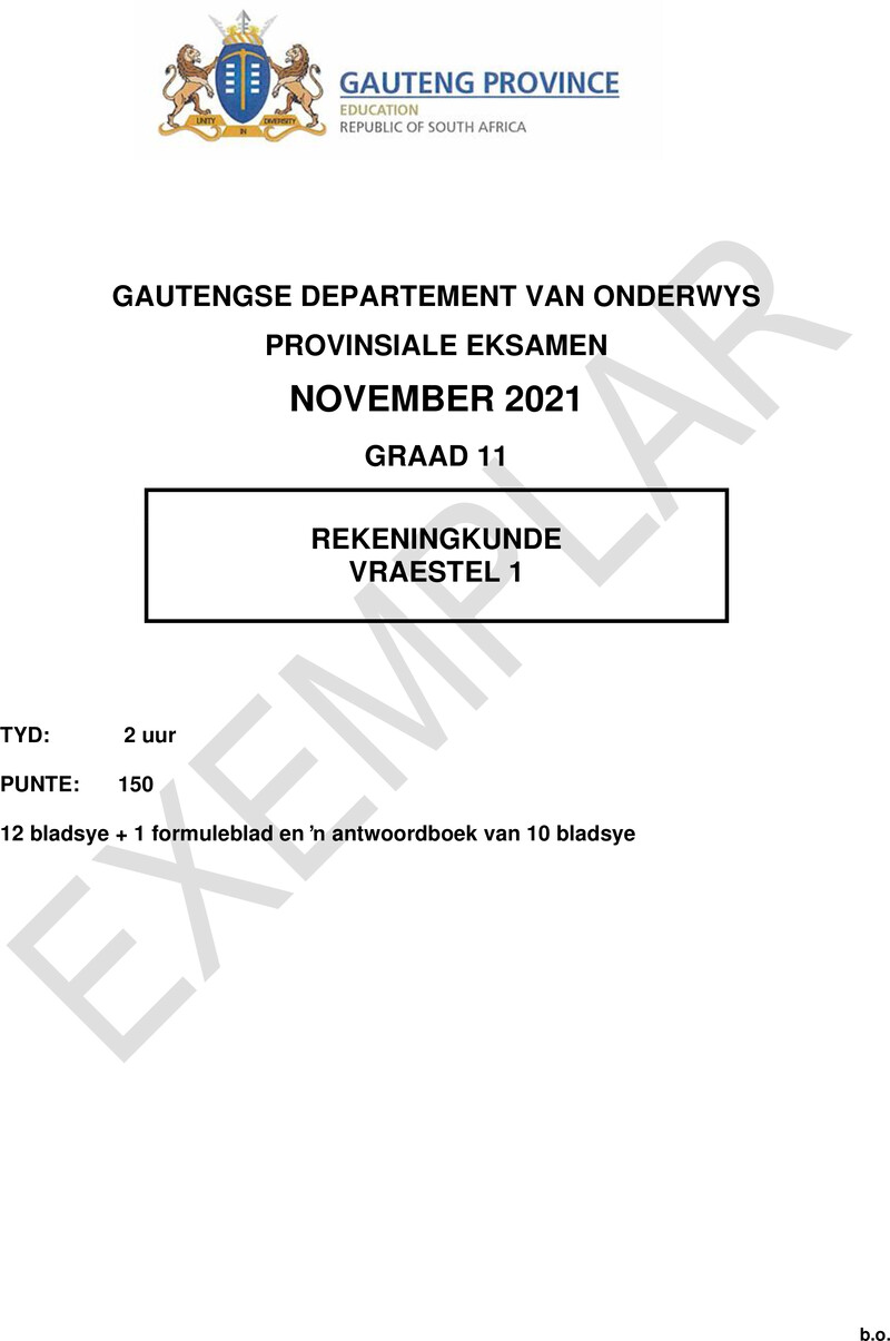 Grade 11 Accounting past paper 2021 – grade 11 provincial exam accounting p1 afr november 2021 qp