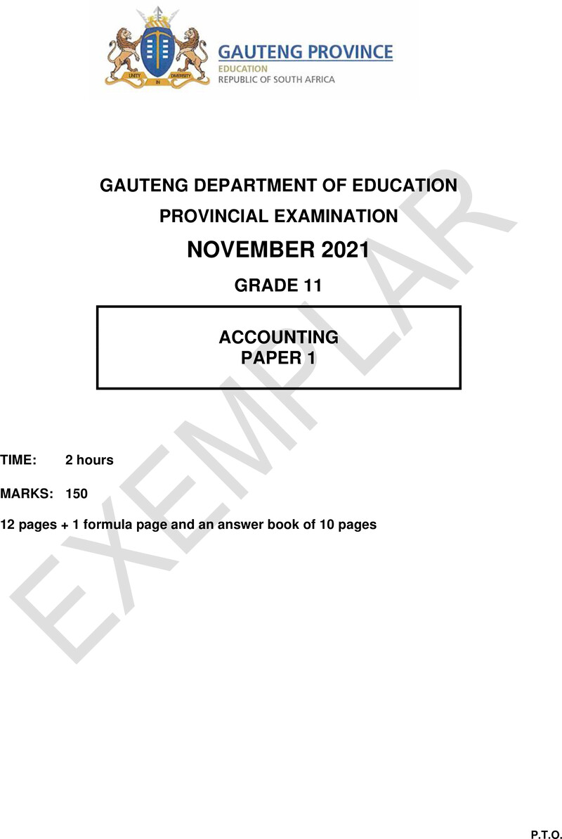 Grade 11 Accounting past paper 2021 – grade 11 provincial exam accounting p1 ng november 2021 qp