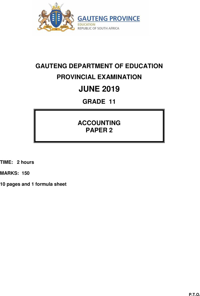 Grade 11 Accounting past paper 2019 – grade 11 provincial exam accounting p2 ng june 2019 qp