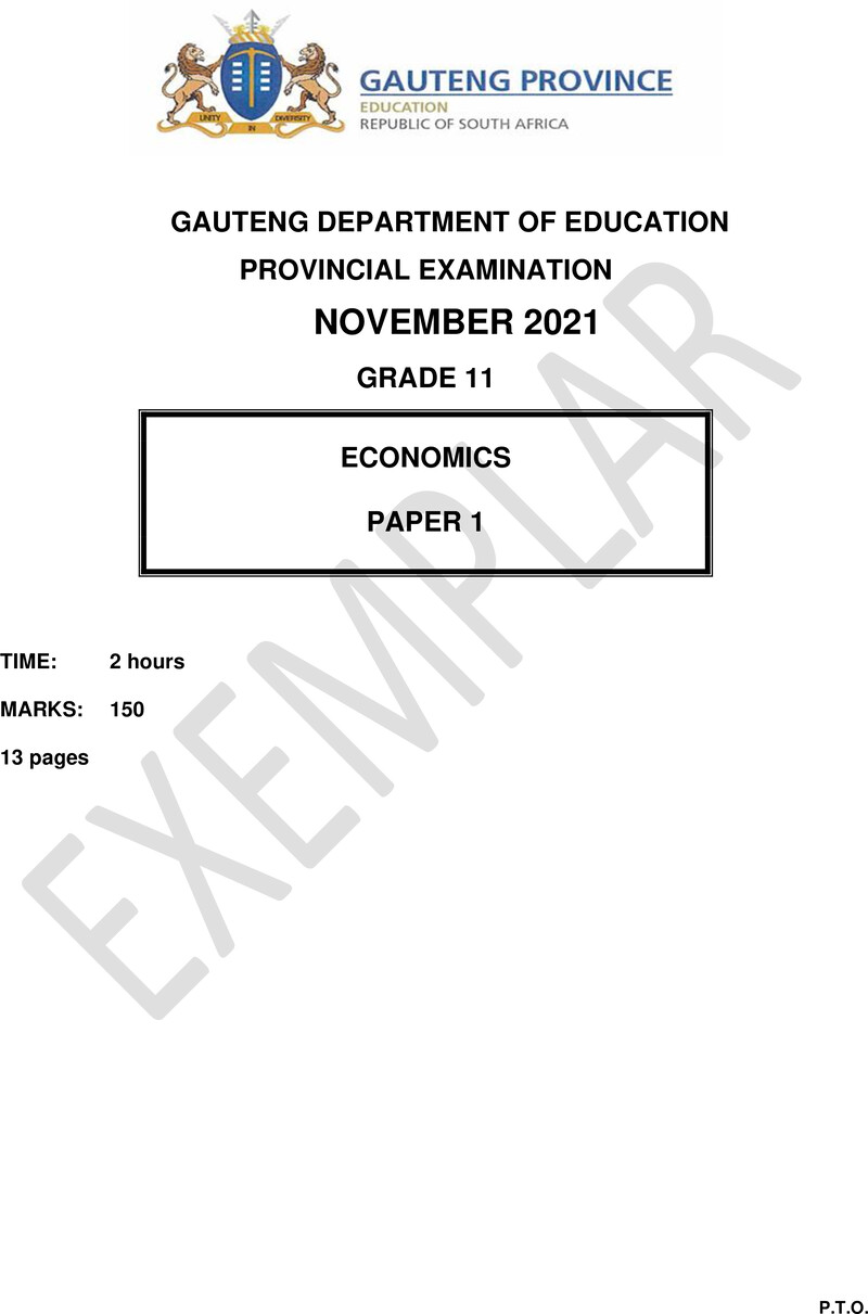 Grade 11 Economics past paper 2021 – grade 11 provincial exam economics p1 ng november 2021 qp