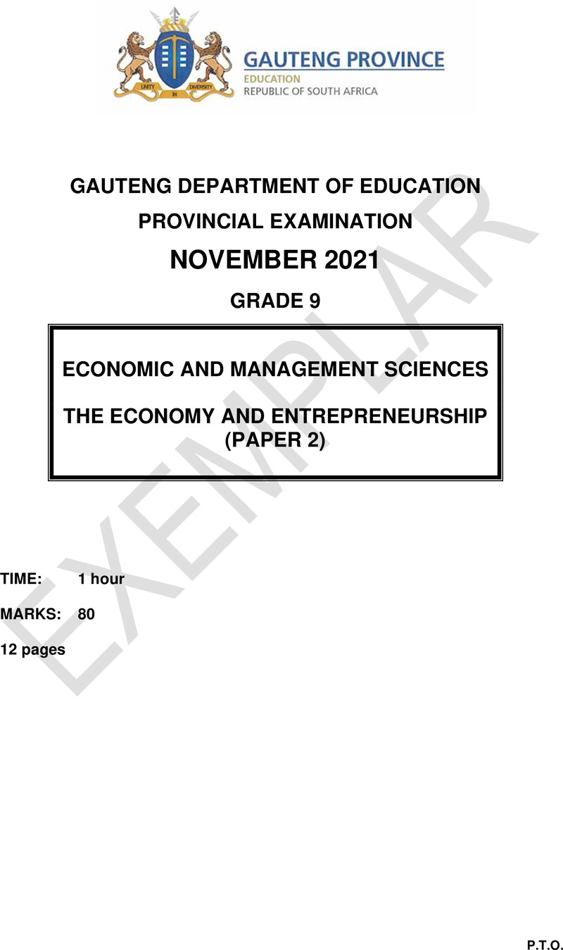 Grade 9 Economics Management And Science past paper 2021 – grade 9 provincial exam economics management and sciences p2 ng november 2021 qp
